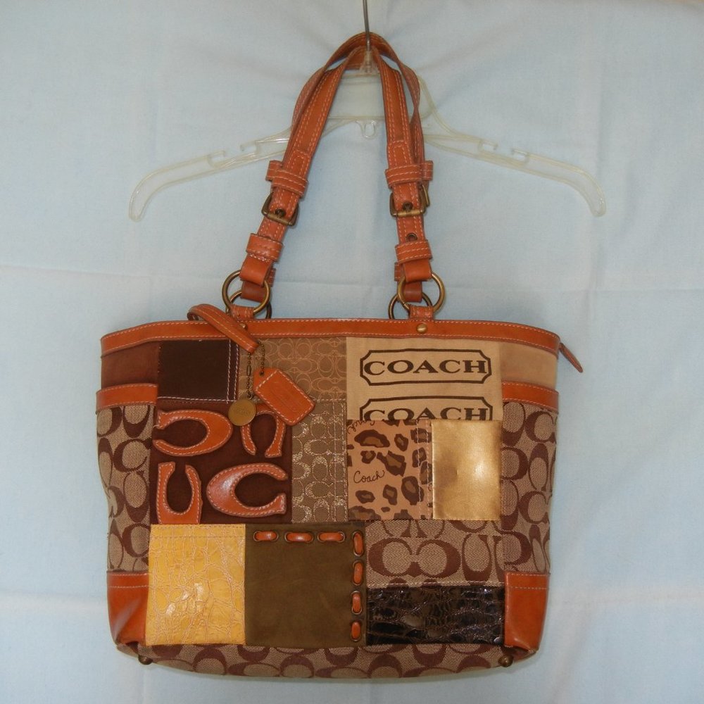Coach Leather Gallery Purse Shoulder Bag Signature Brown Logo Hangtag Lined - Picture 14 of 14